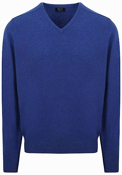 William Lockie V-Auschnitt Pullover Lammwolle Royal Blue - Größe L günstig online kaufen