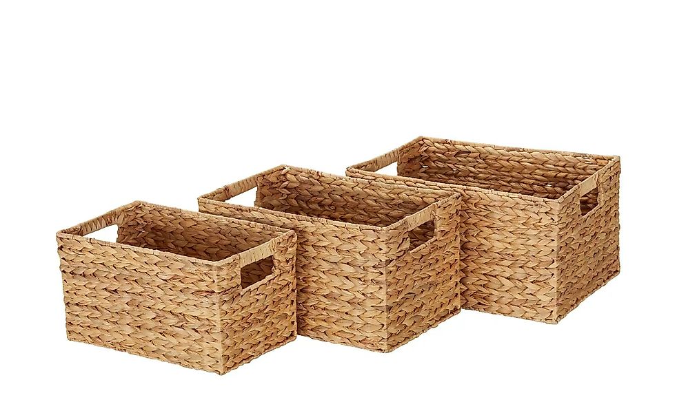 Aufbewahrungskorb  3er Set   ¦ braun ¦ Metall,Wasserhyazinthe ¦ Maße (cm): günstig online kaufen