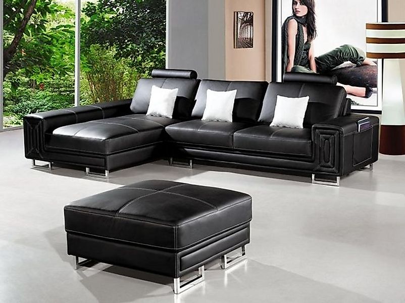 JVmoebel Ecksofa Ledersofa Sofa Couch Polster Eck Garnitur 190x334cm Wohnla günstig online kaufen