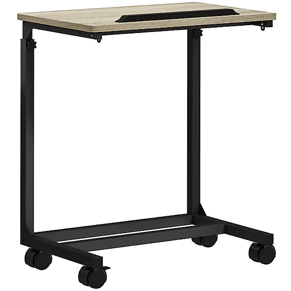 HOMCOM Beistelltisch Spanplatte Metall 55L x 36B x 62,5-82,5H cm Eiche günstig online kaufen