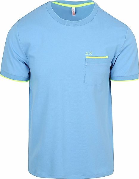 Sun68 Piqué T-Shirt Fluo Stripe Hellblau - Größe L günstig online kaufen