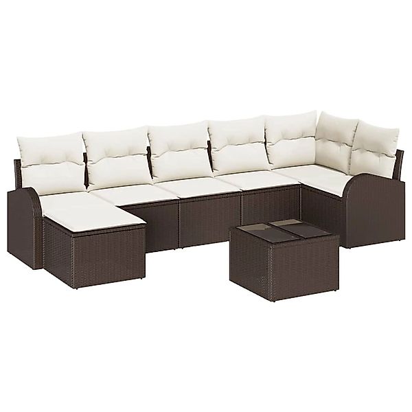 vidaXL Garten-Sofa-Set mit Kissen 8-Tlg Braun Poly Rattan 3346138 günstig online kaufen
