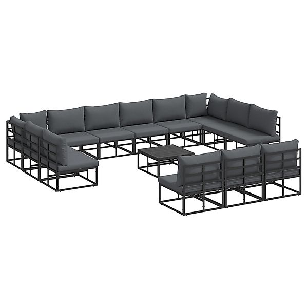 vidaXL Garten-Sofa-Set mit Kissen 14-Tlg Schwarz Aluminium 3378921 günstig online kaufen