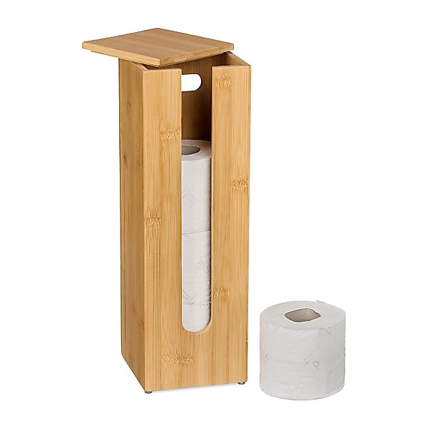 relaxdays Toiletten-Ersatzrollenhalter Toilettenpapier Aufbewahrung aus Bam günstig online kaufen