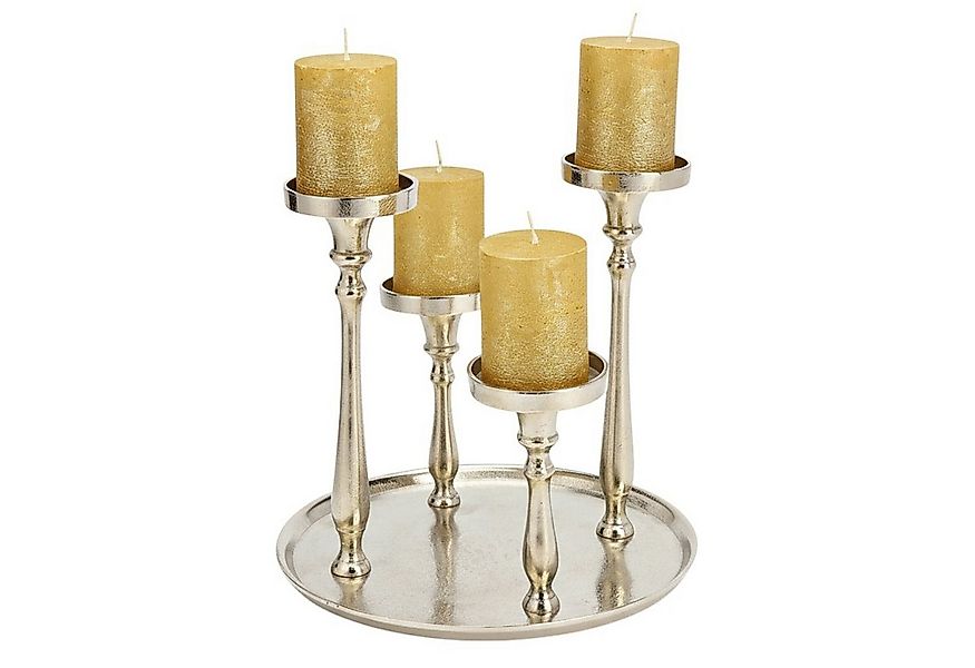 Macosa Home Adventskranz Silber Metall 29 cm modern elegantes Adventsgestec günstig online kaufen