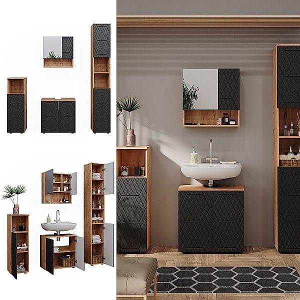 Vicco Badmöbel-Set Irma, Goldkraft Eiche/Anthrazit, 4 günstig online kaufen