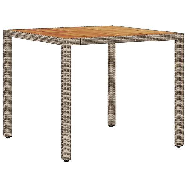 vidaXL Gartentisch mit Akazienholz-Platte Grau 90x90x75 cm Poly Rattan 3655 günstig online kaufen