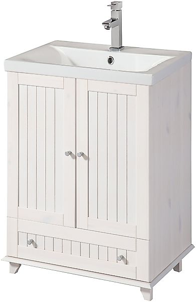 welltime Waschtisch "Venezia" Badmöbel, aus massiver Kiefer, mit Keramikbec günstig online kaufen