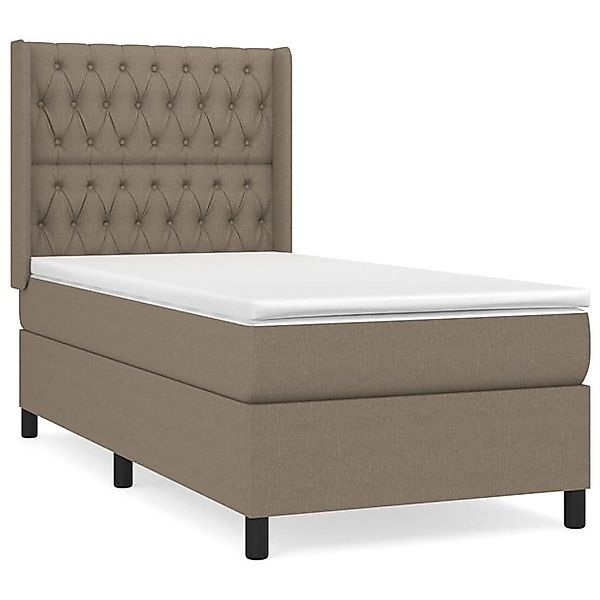 vidaXL Boxspringbett, Boxbett mit Matratze Taupe 90x200 cm Stoff günstig online kaufen