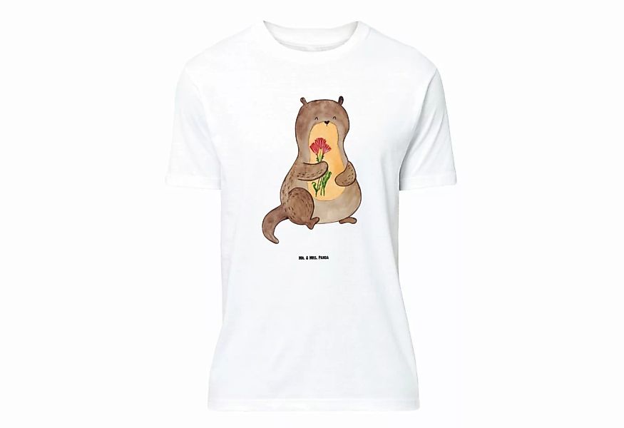 Mr. & Mrs. Panda T-Shirt Otter Blumenstrauß - Weiß - Geschenk, Fischotter, günstig online kaufen