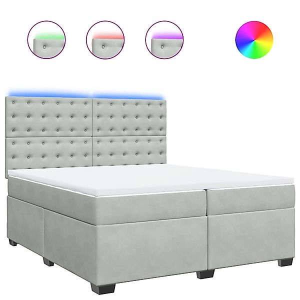 vidaXL Boxspringbett mit Matratze Hellgrau 200x200 cm Samt 3293314 günstig online kaufen