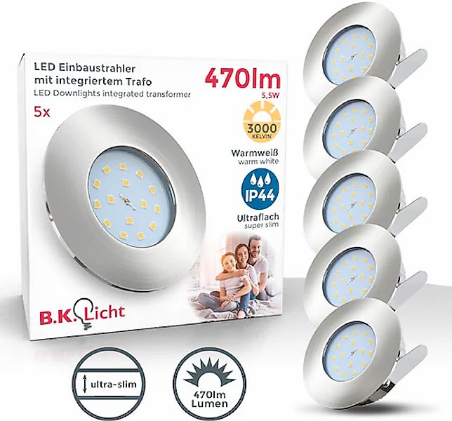 B.K.Licht LED Bad-Einbauleuchte »Iris V«, 5er Set, Schutzart IP44 spritzwas günstig online kaufen