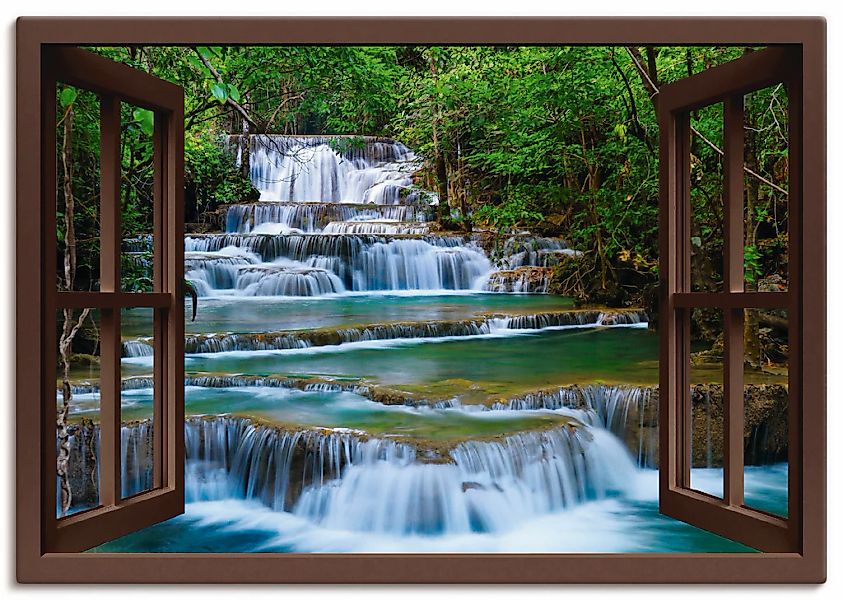 Artland Leinwandbild "Fensterblick Wasserfall in Kanchanaburi" Fensterblick günstig online kaufen