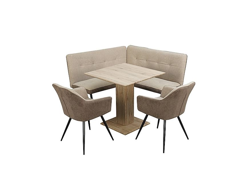 HTI-Living Eckbankgruppe Sitzgruppe Taupe/Cord Joschka, (Set, 4-tlg., 1 Ess günstig online kaufen