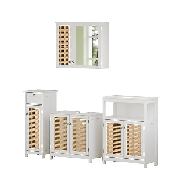Vicco Badmöbel-Set Rosario Weiß 4 teilig mit Midischrank günstig online kaufen