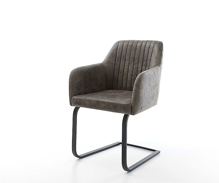 Freischwinger Greg-Flex Mikrofaser Grau Antik Freischwinger flach Schwarz T günstig online kaufen
