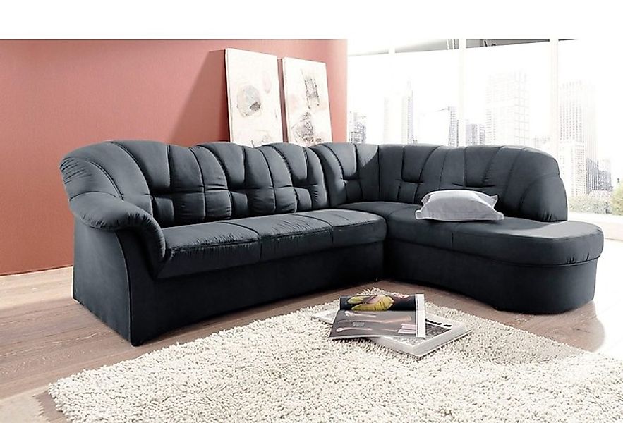 DOMO collection Ecksofa »Papenburg, zeitlose Rückensteppung, elegante Armle günstig online kaufen