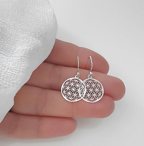 SCHOSCHON Paar Ohrhaken Ohrhaken Blume des Lebens 925 Silber Ohrringe Leben günstig online kaufen