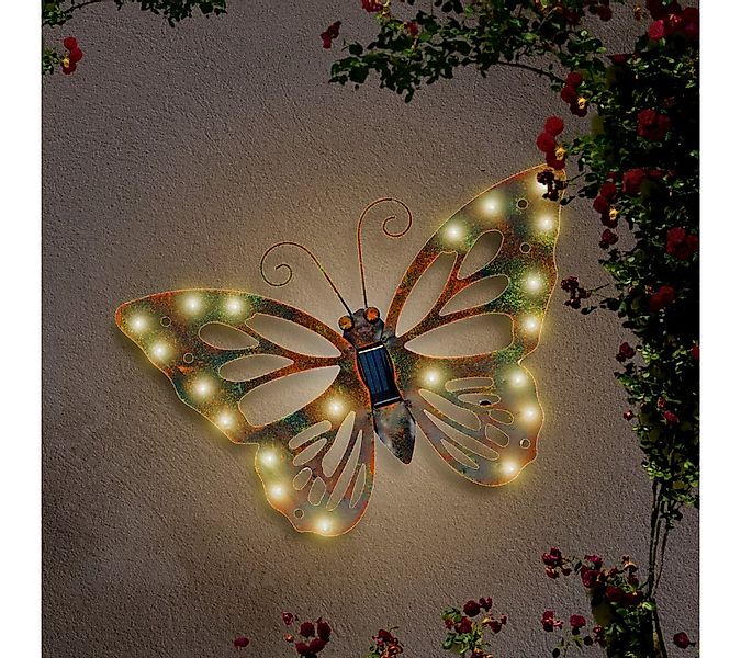 abc HOME Gartenfigur Wanddeko Schmetterling, LEDs, Solarpanel, Lichtsensor günstig online kaufen