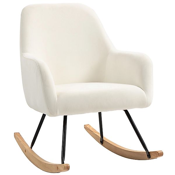HOMCOM Schaukelstuhl Polyester Schaumstoff 85L x 68B x 89H cm Cremeweiß günstig online kaufen