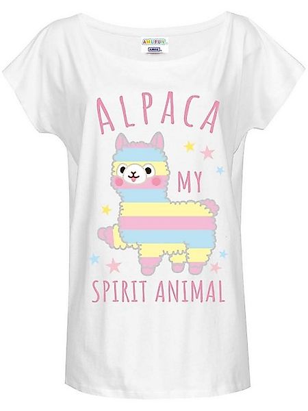 Amufun Alpacasso Spirit Animal Damen Loose-Shirt weiss günstig online kaufen