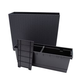 Spetebo Blumenkasten XL Pflanzkasten anthrazit Rattan günstig online kaufen