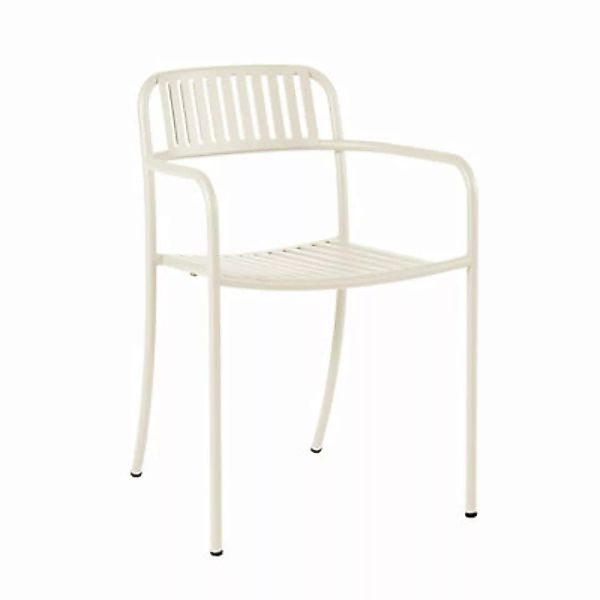 Stapelbarer Sessel Patio Lames metall weiß beige / Latten - Edelstahl - Tol günstig online kaufen