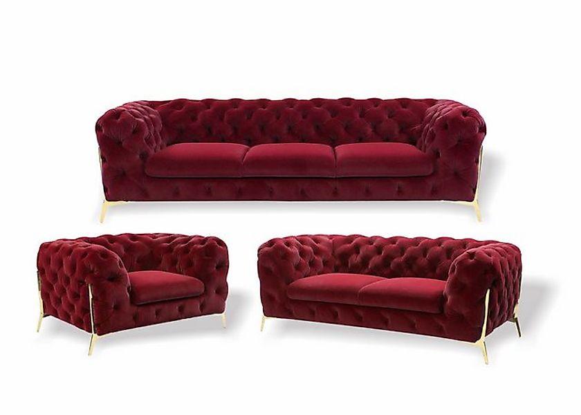 JVmoebel Sofa Designer Chesterfield Sofagarnitur Sofa Couch Polster Set in günstig online kaufen