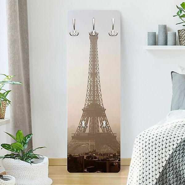 Wandgarderobe Holzpaneel Architektur & Skyline Tour Eiffel günstig online kaufen