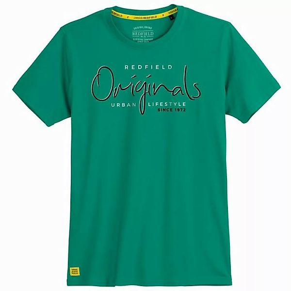 redfield Rundhalsshirt Redfield T-Shirt Übergröße grün Schrift-Brustprint günstig online kaufen