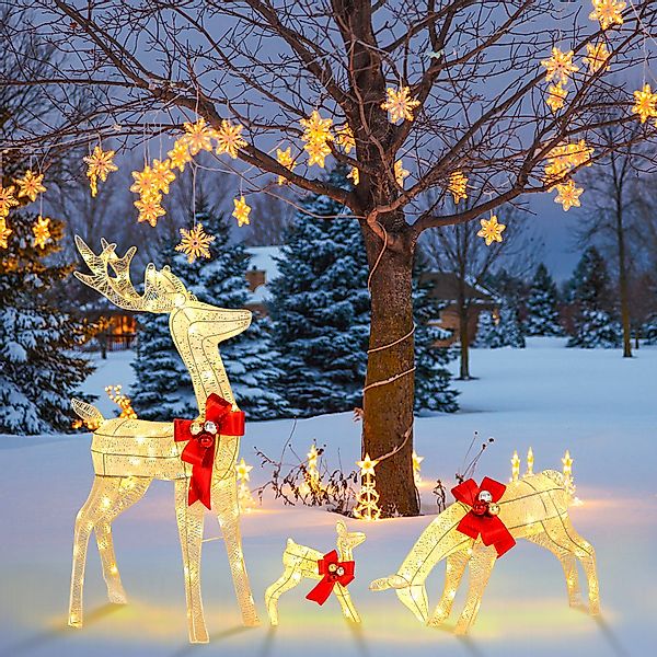 COSTWAY Weihnachtsfigur, 3-teilige LED Rentier Familie günstig online kaufen
