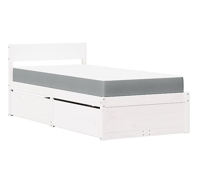 vidaXL Bett Bett mit Schubladen und Matratze Weiß 100x200 cm Massivholz günstig online kaufen