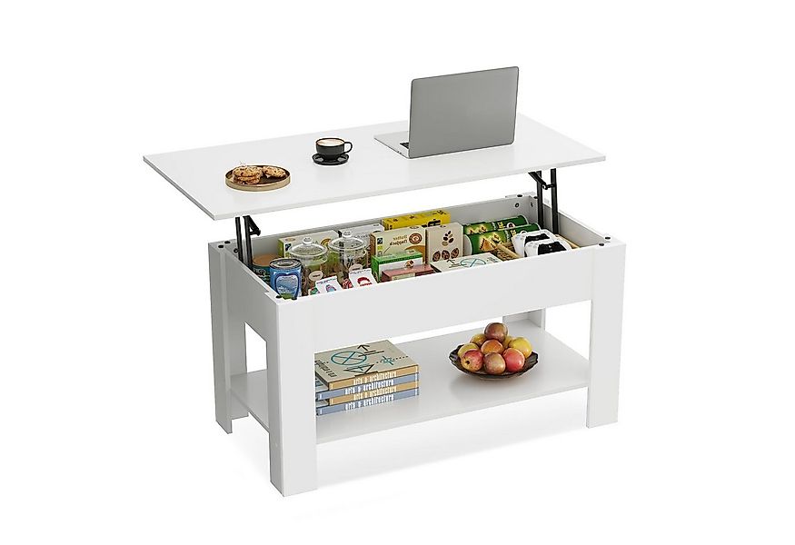WLIVE Couchtisch Höhenverstellbar und Ausziehbar, Couchtisch Holz mit Staur günstig online kaufen