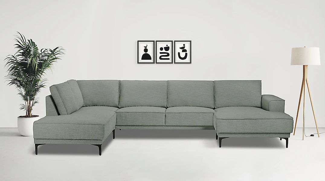 Places of Style Wohnlandschaft "XXL Sofa Oland, Struktur, Flachgewebe, Luxu günstig online kaufen