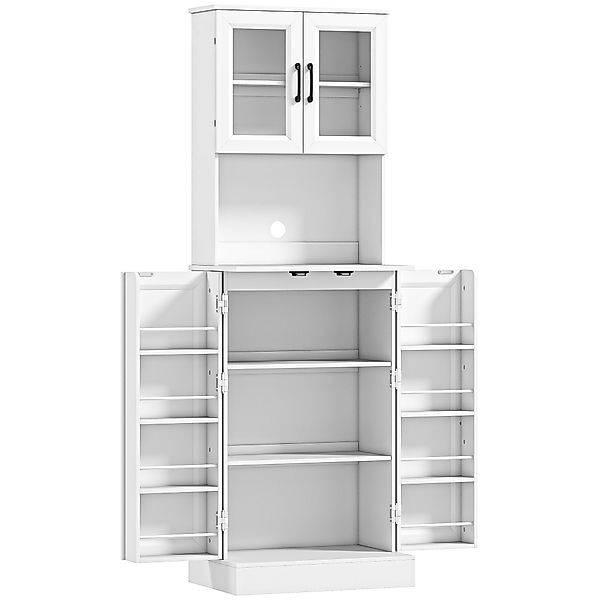 HOMCOM Küchenschrank Buffetschrank mit 4 Türen, Arbeitsplatte Hochschrank m günstig online kaufen