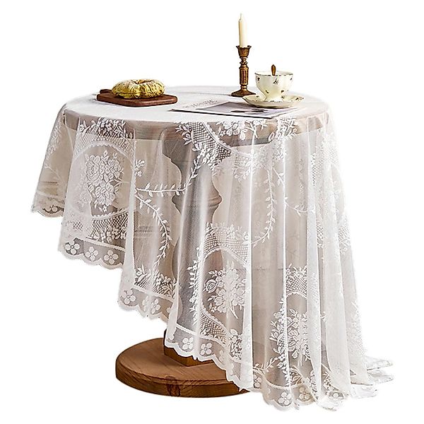 Refttenw Tischdecke Vintage Stickerei Elegante Blume günstig online kaufen