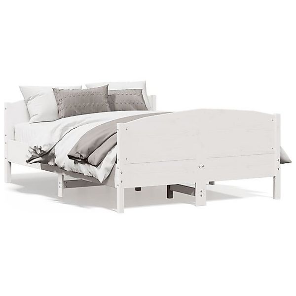 vidaXL Bettgestell, Massivholzbett mit Kopfteil Wachsbraun 120x200 cm Kiefe günstig online kaufen
