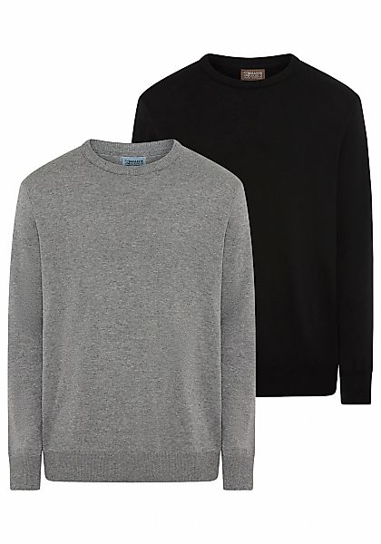 Mans World Rundhalspullover "Neue Kollektion DP Grau & Schwarz" 2-er Pack, günstig online kaufen