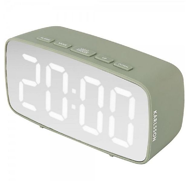 Karlsson Uhr Wecker Silver Mirror LED Oval Jungle Green günstig online kaufen