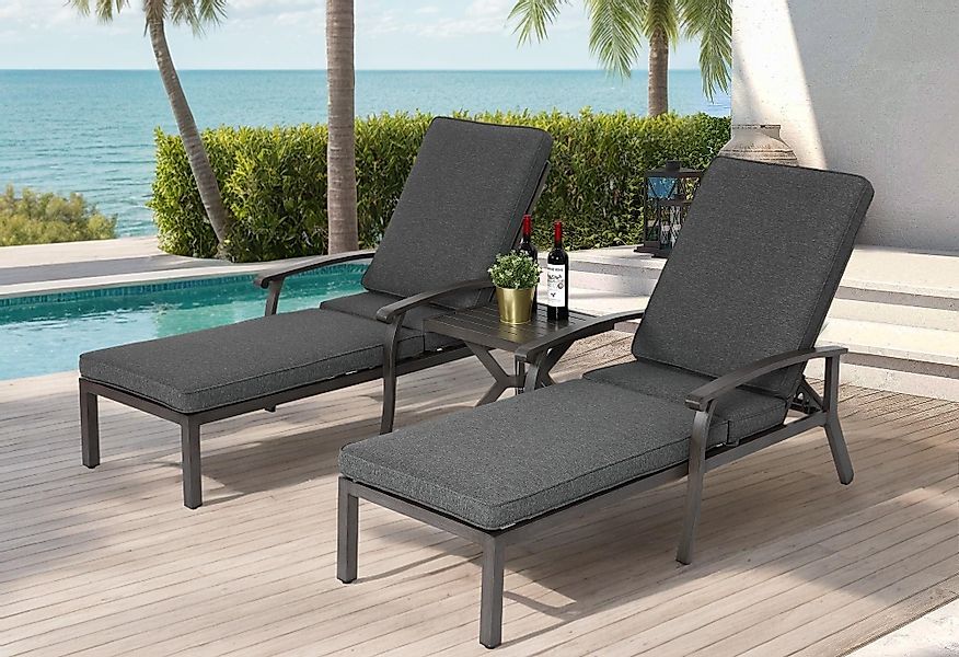 LVHOM Gartenliege Verstellbare Aluminium-Liege mit Kissen, günstig online kaufen