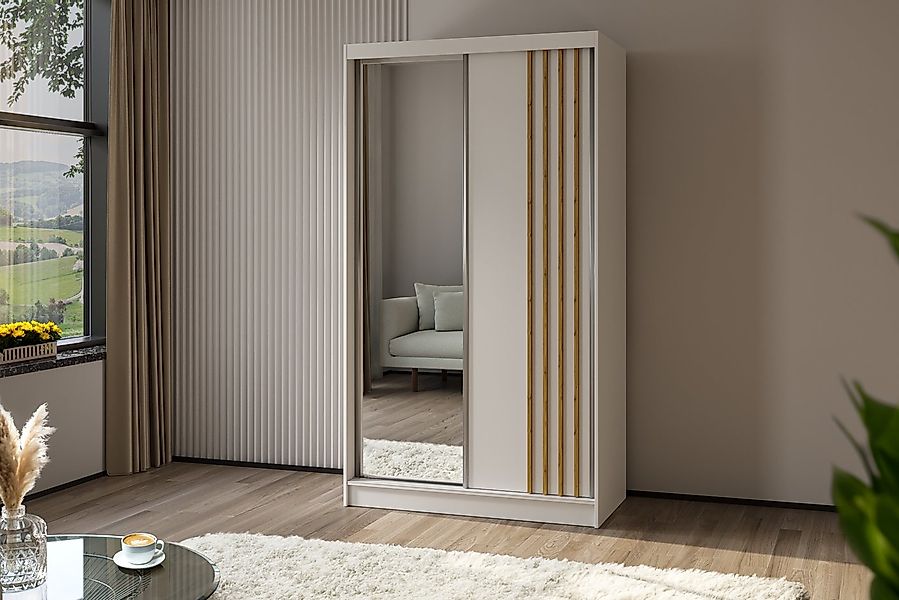 ALTDECOR Schiebetürenschrank NALLA Spiegel Spiegeltüren Lamellen Schwebetür günstig online kaufen