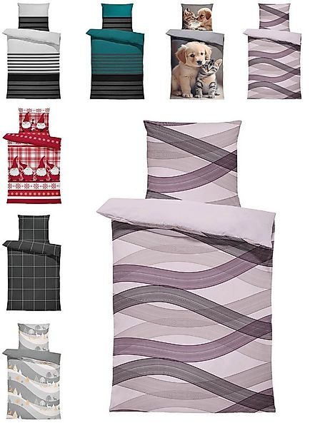 One Home Bettwäsche Winter, Flanell, 4 teilig, modern geschwungen, kuscheli günstig online kaufen