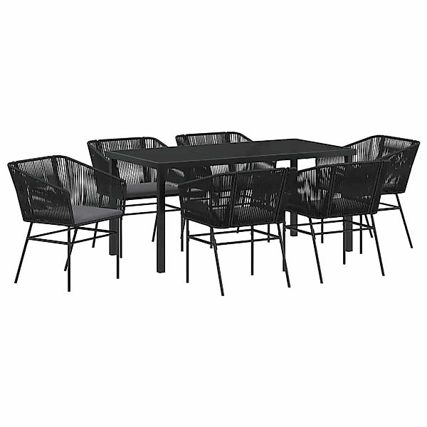 vidaXL Garten Essgruppe mit Kissen 7-Tlg Schwarz Standard PE Rattan 3380922 günstig online kaufen