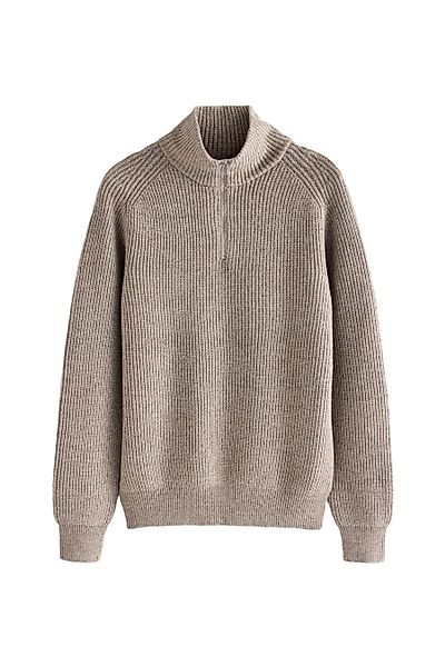 Next Rundhalspullover Strukturierter Pullover mit RV-Kragen günstig online kaufen