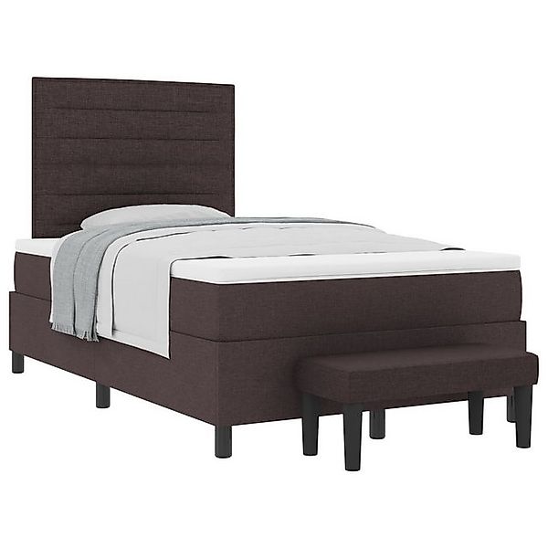 vidaXL Bett Boxspringbett mit Matratze & Bank Dunkelbraun 120x190 cm Stoff günstig online kaufen