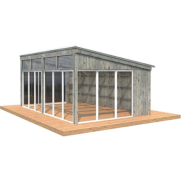 Palmako Pavillon Nova 21,5 m² Grau Tauchgrundiert 602 cm x 396 cm günstig online kaufen