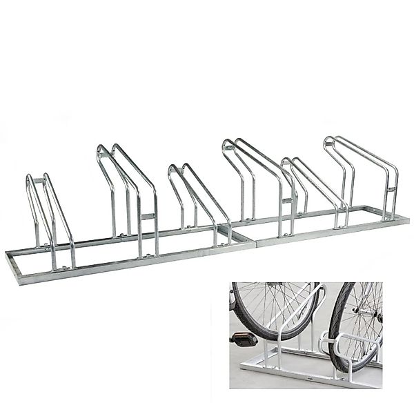 TRUTZHOLM Fahrradständer Für 6 Fahrräder Höhenversetzt 210 x 45 cm Stahl günstig online kaufen