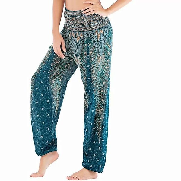 KIKI 2-in-1-Hose Damen-Haremshose aus Baumwolle hohe Taille Hippie-Muster günstig online kaufen