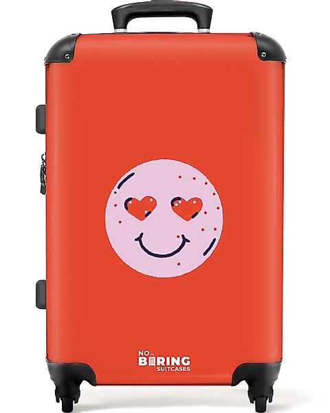 NoBoringSuitcases.com© Hartschalen-Trolley Rotes und rosafarbenes Smiley-Ge günstig online kaufen