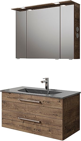 Saphir Badmöbel-Set »Serie 6025 2-teilig Mineralmarmor-Waschtisch mit LED-S günstig online kaufen